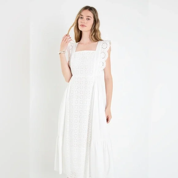 English Factory Eyelet Midi Dress White NWT Midi